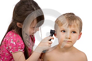 Little Doctor With Otoscope photo