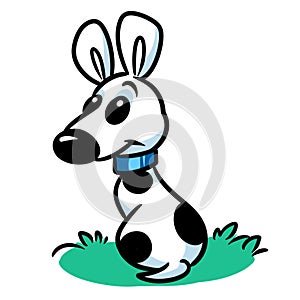 Little dog dalmatians parody animal character sitting lawn cartoon