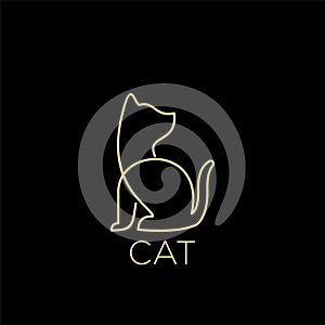 Little Dog hound cat line gold logo icon designs  illustration