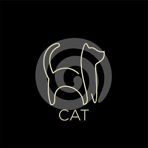 Little Dog hound cat line gold logo icon designs  illustration
