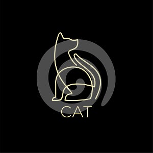 Little Dog hound cat line gold logo icon designs  illustration