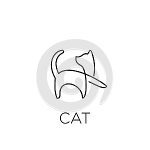 Little Dog hound cat line logo icon designs vector illustration