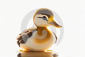 little Duck isolated on white background. ai generative