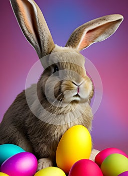 Little Easter bunny and Easter eggs