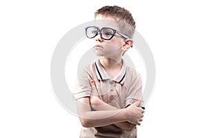Little educated boy in glasses