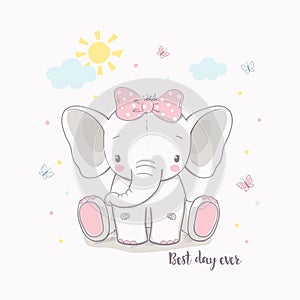 Little elephant girl. Vector illustration for kids