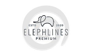 Little elephant line minimalist logo vector illustration design