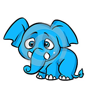 Little elephant sad longing cartoon illustration