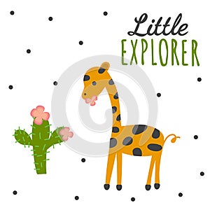 Little explorer - hand drawn nursery poster