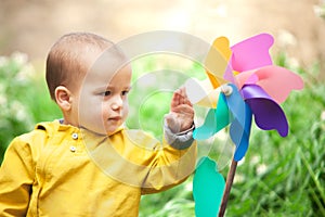 Little Explorer with a Pinwheel Toy