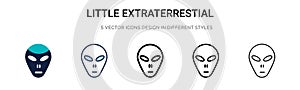 Little extraterrestial icon in filled, thin line, outline and stroke style. Vector illustration of two colored and black little