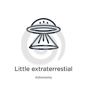 Little extraterrestial icon. Thin linear little extraterrestial outline icon isolated on white background from astronomy