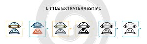 Little extraterrestial vector icon in 6 different modern styles. Black, two colored little extraterrestial icons designed in