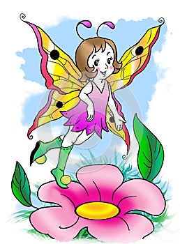 little fairy dancing on a flower petal