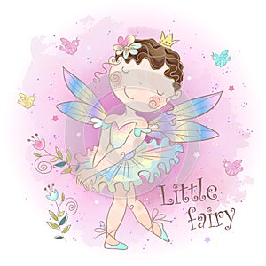 A little fairy-tale fairy. Forest girl elf. Vector illustration