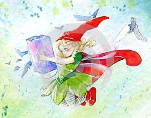 Little fairy - Watercolor illustration