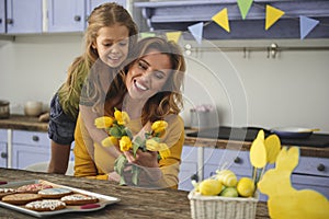 Little family celebrating easter at home