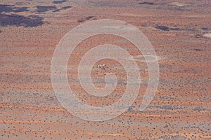 little farm and dune stripes in Kalahari, east of Mariental, Namibia