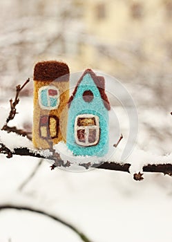 Little felted houses