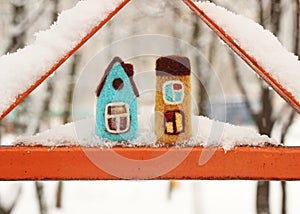 Little felted houses