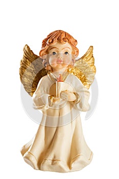 Little figure of a Christmas angel isolated on white background
