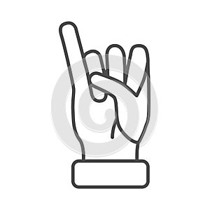 Little finger of human hand raised up thin line icon, gestures concept, little finger making promise sign on white