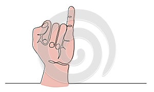 Little finger up vector sign. Hand gesture with pinky meaning i swear or promise. One continuous line art drawing vector