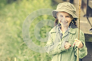 Little fisher girl smiling