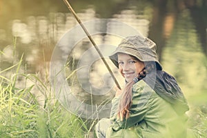 Little fisher girl smiling