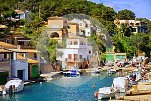 Little fishermen town on Mallorca island in Mediterranean sea, S