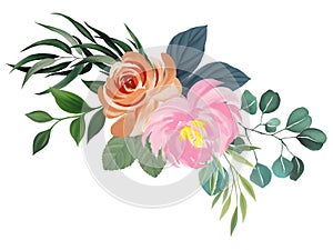 Little Flower Bouquet foliage branch drawing illuatration digital clipart