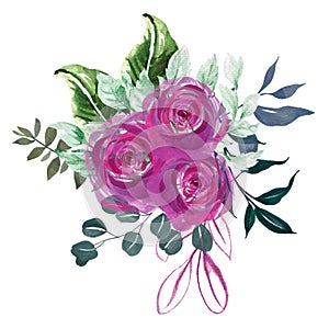 Little Flower Bouquet foliage branch drawing illuatration digital clipart