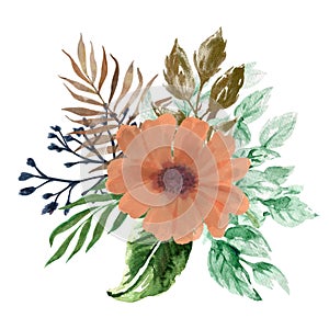 Little Flower Bouquet foliage branch drawing illuatration digital clipart