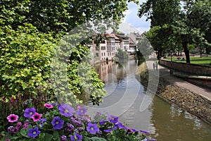 Little France, Strasbourg. The canal decorated with flower arrangements