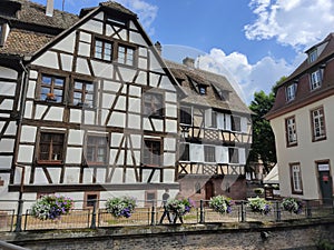 Little France, Strasbourg. Traditional houses decorated with flower arrangements