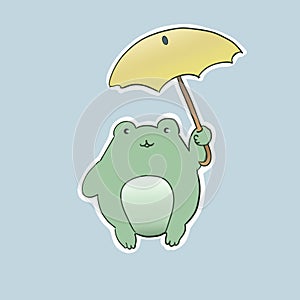 Little frog with umbrela