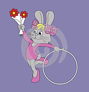 Little funny bunny with a hoop