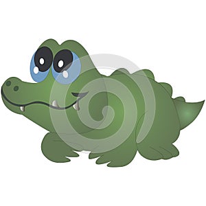 Little funny crocodile, cartoon vector illustration isolated on white background.