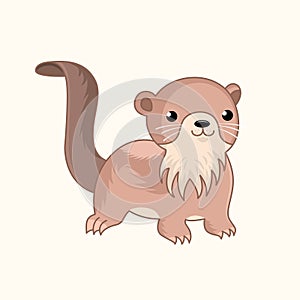 Little funny cute cartoon otter. Semiaquatic chibi animal. Design for print, emblem, t-shirt, party decoration, sticker, logotype