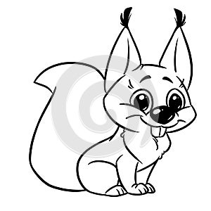 Little funny squirrel coloring page cartoon illustration