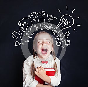 Little genius portrait. Kids education and ideas concept