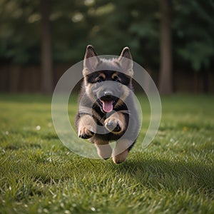 Little German Shepherd puppy jumping