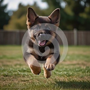 Little German Shepherd puppy jumping