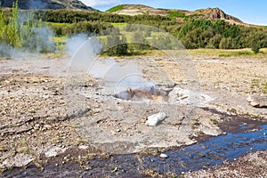 Little Geyser in Haukadalur hot spring valley