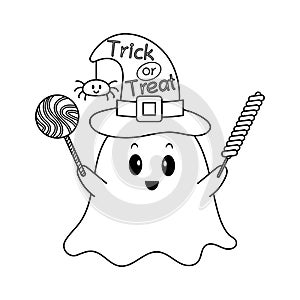 Little Ghost with Halloween Candies Colorless