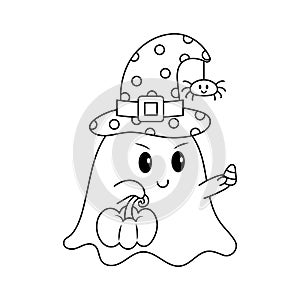 Little Ghost with Pumpkin and Candy Corn Colorless