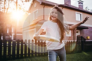 Little girl on backyard