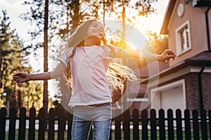 Little girl on backyard