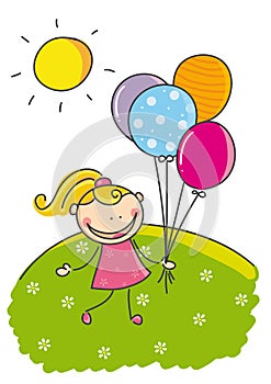 Little girl with balloons