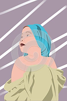 Little girl in bath towels, poster, pop art